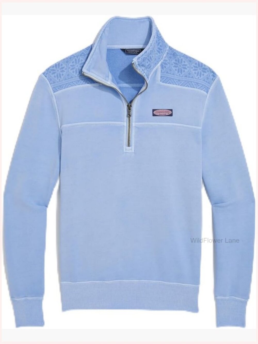 Womens Surf Terry Fair Isle Shep Shirt Henley Zip Front Sweatshirt